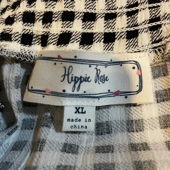 Hippie Rose Skirt Black & White Check XL Elastic waist New no tags - Picture 10 of 14